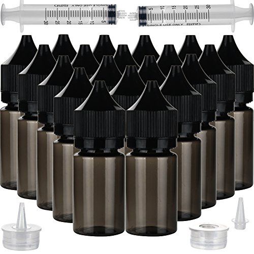 20pcs 30ml PET suave botella cuentagotas Unicornio botella de líquido de llenado botella de líquido (30ml x 20pcs, Botella negra + tapa negra)