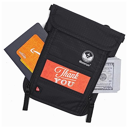 RFID Blocking Stash Neck Wallet, Passport Holder Travel Pouch for Women Men - Black2