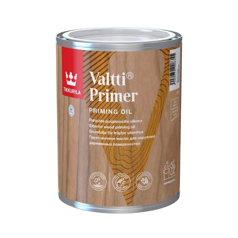 TIKKURILA Valtti Primer - Clear Exterior Wood Priming Oil For Timber Protection - 1 Litre
