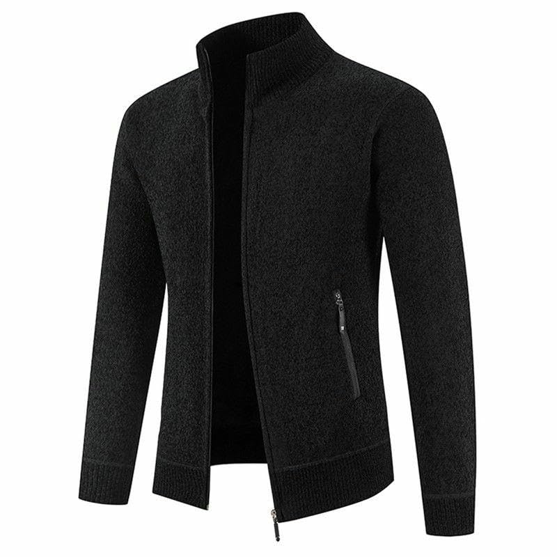 Suéter de punto con cremallera bolsillos para hombre chaqueta de abrigo casual 2