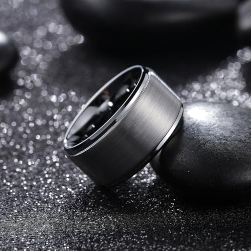 Image of King Will Classic Tungsten Wedding Band for Men, 6 /7 /8 /9 /10mm Widths, Polished Finish Step Edge Matte Rings Comfort Fit