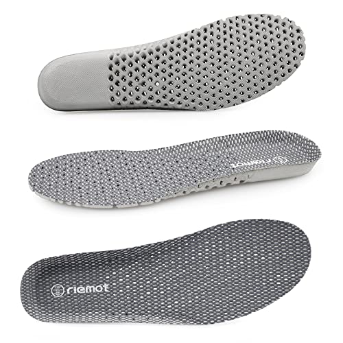 Image of riemot Breathable Shoe Insoles for Men, Durable EVA Fit Work Outdoor Honeycomb Design Anti-Fatigue Shoe Insoles Replacement Innersoles for Water Shoes Sneakers Work Shoes Grey EU 43 /US 10