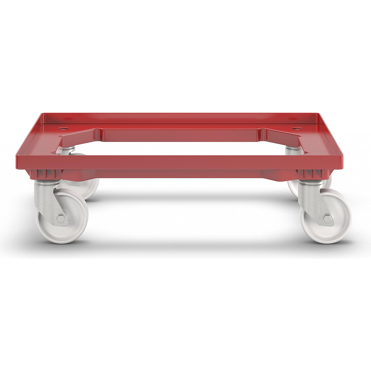 eurokraft | Plateau roulant professionnel | 600 x 400 mm | 4 roulettes pivotantes en polypropylène | rouge