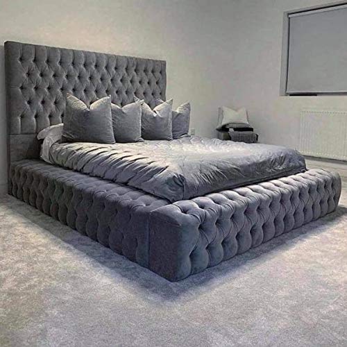 Park Lane Ambassador Empress Bed Frame Bespoke Upholstered Plush Crushed Velvet (6ft Super King, Crushed Velvet - Champagne)