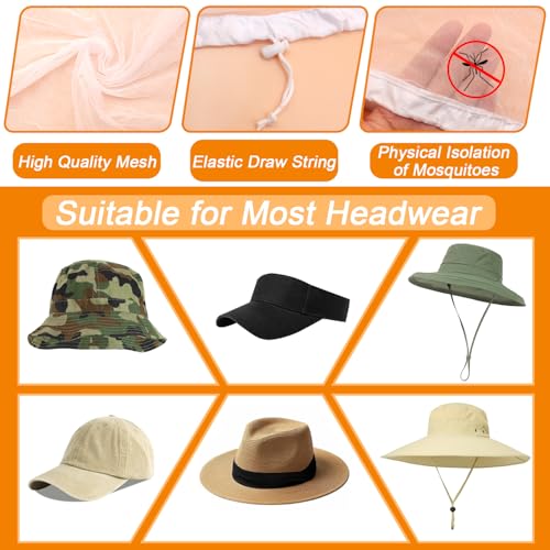 Anvin Mosquito Head Net Bug Hood para Pesca, Camping, Jardinería Sombrero Compatible Insect Shield Cubierta Transpirable de Malla para Cara contra Insectos y Mosquitos (3 Piezas, Diseño Mejorado de Una Sola Pieza, Blanco) miniatura 2