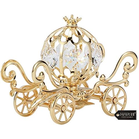 Matashi 24K Gold Plated Crystal Studded Mini Cinderella Pumpkin Coach Ornament Cover