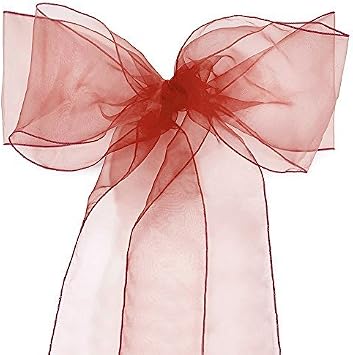 Lucky 10/20/50/100 Pack Organza Banquet Chair Sash Sashes Bows Ties for Weddings Party Decoration White Pink Purple Gold Red10 Pack, Buryundy