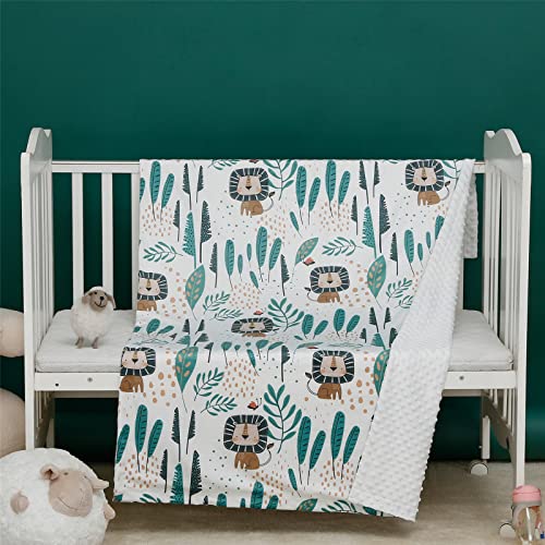 Insular Baby Blanket For Boys Girls Soft Plush Minky With Dotted Backing, Double Layer Receiving Blanket For Stroller Crib Newborn Toddler Bed Blanket 42 X 30 In, Jungle Lion #TOP6
