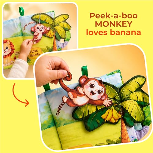 Image of Lifelong Peek‑A‑Boo Soft Activity Book for Babies | Non‑Toxic & BIS Certified with Crinkle Pages, Soft Activity Peek‑A‑Boo Flaps & Animals | Sensory Toy Gift for Infants & Toddlers Age 6+ Months (LLCSAB01)