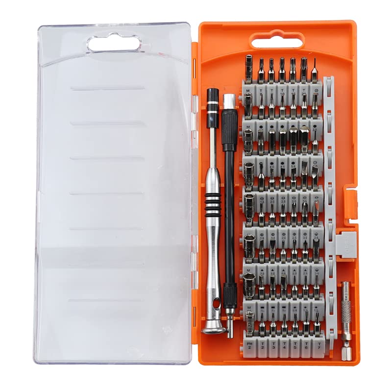 Destornillador de precisión Conjunto de Tornillo de trinquete magnético 60/25 en 1 Torx Hex bit bit Multitool bits de reparación de teléfono Reparación de Mano Kit de Herramientas(Oranje)