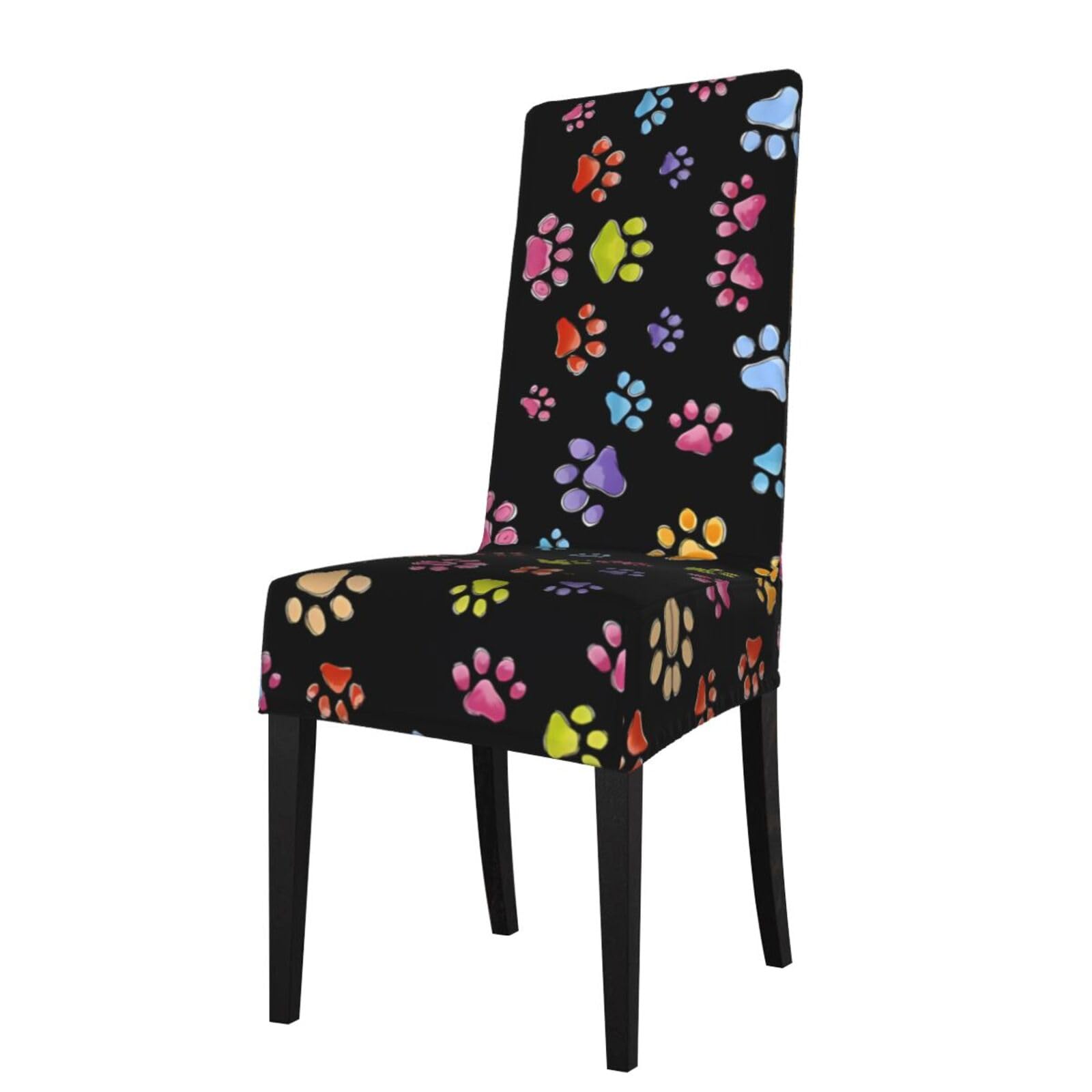 WHJDPP Pawful Paws Print Prints Protection Cover for Dining Chair - Stretchy Seat Throw Covers, Wrinkle-Free & Easy Care for Hotel, Wedding & Home Dining Chairs
