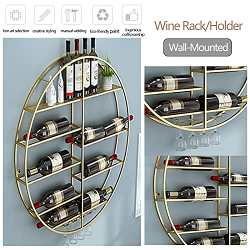 Support pour verres à vin et bouteilles de vin rouge or chic - 6