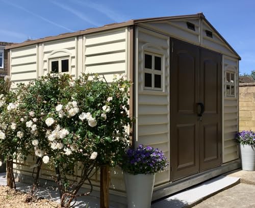WoodSide 10 x 8 (8.02 m2) Plastic Garden Shed with 3 Fixed Windows & Metal Foundation Kit & EverMore 4 x 6 (1.98 m2) Plastic Garden Storage Shed, All-Weather Outdoor Storage Solution - Image 4