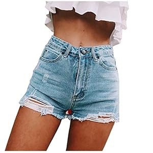 WWricotta Short D’éTé pour Femme – Taille éLastique Short D’éTé Sexy Stretch Short ÉTé Pantalon Court en Jean Push Up Cadeau D’éTé