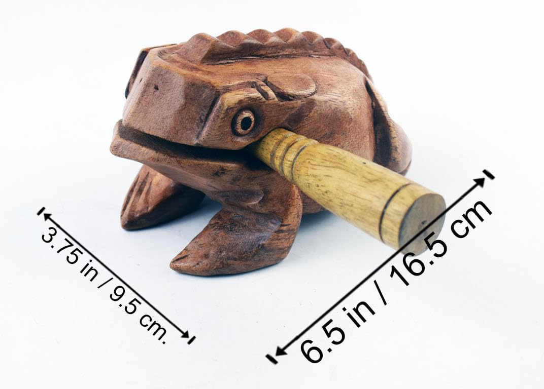 Grenouille Guiro Bloc de bois Instrument de musique Percussion Instrument de musique Taille parfaite Güiro en bois naturel (6,5 pouces - 16,5 cm)