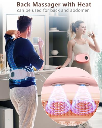Back Massager with Heat-Heating Pad for Back Pain Relief,Lower Back Massager Abdominal Belly Massagers with 6 Massage,16 Intensity&3 Heated,Cordless Personal Travel Wrap Belt Gifts for Men and Women