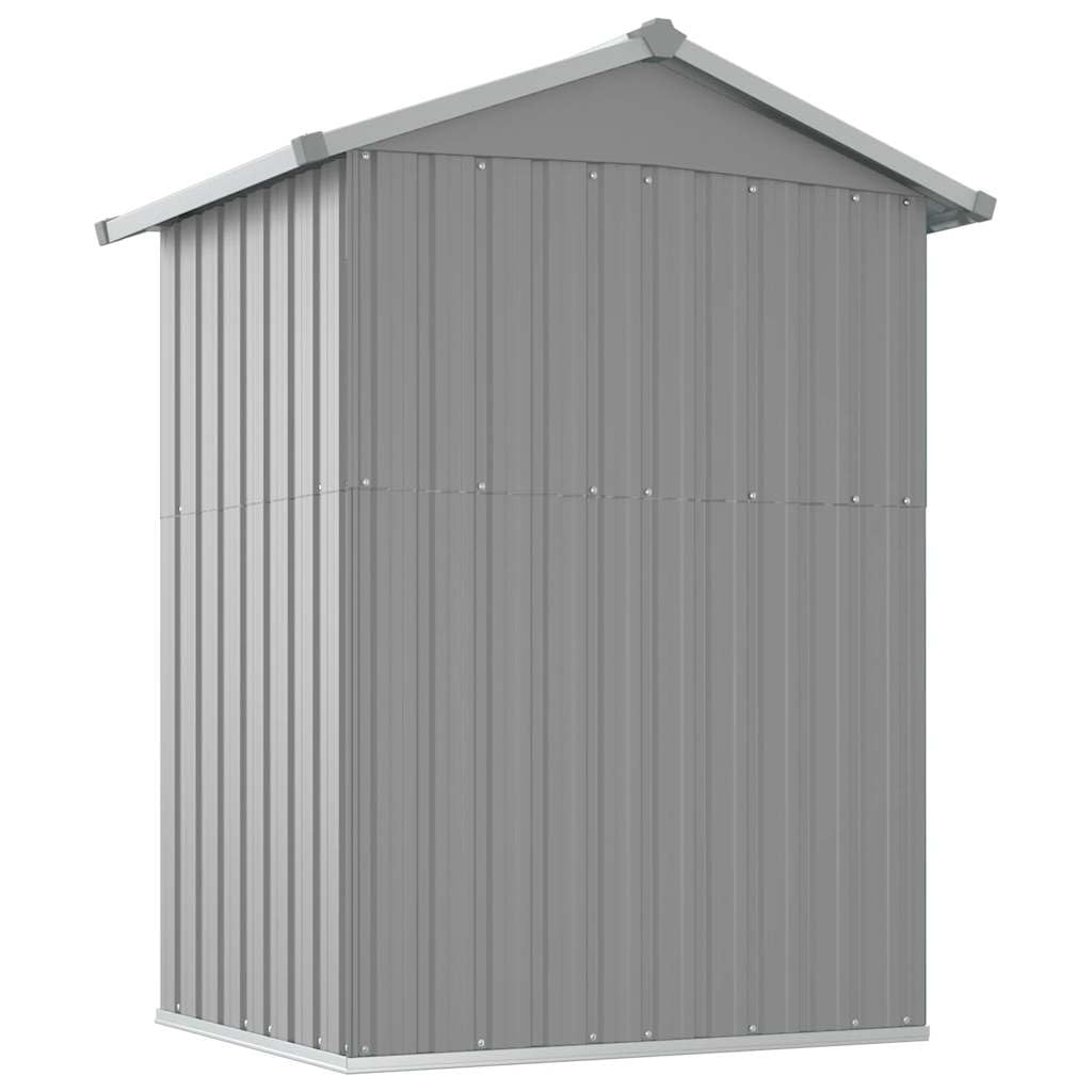 Cobertizo de acero galvanizado gris, 126 x 97,5 x 177 cm, cobertizo de jardín con puerta corredera, amplio espacio de almacenamiento para herramientas de jardín, cortacésped, accesorios de piscina y