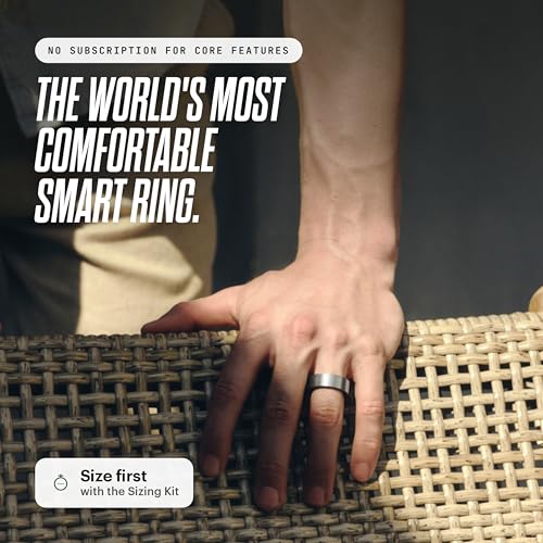 Image of ULTRAHUMAN Ring AIR - Smart Ring | No App Subscription Fee | Size First with Sizing Kit | Sleep, Activity & Heart Rate Tracking | Fitness Ring for Men & Women (Raw Titanium, 6)