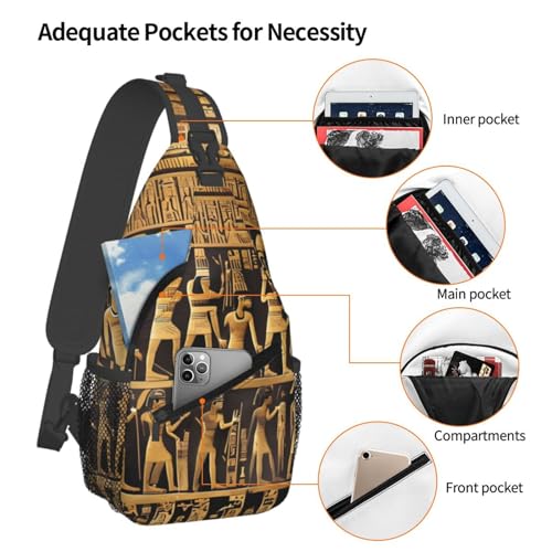 Bolso Crossbody Sling con diseño de jeroglíficos egipcios negro miniatura 4