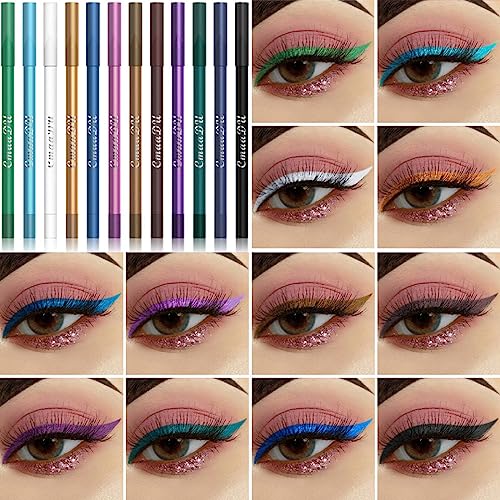 RoseFlower 12 Colors Colored Eye Liner kit, Colorful Eyeliner Set - Image 2