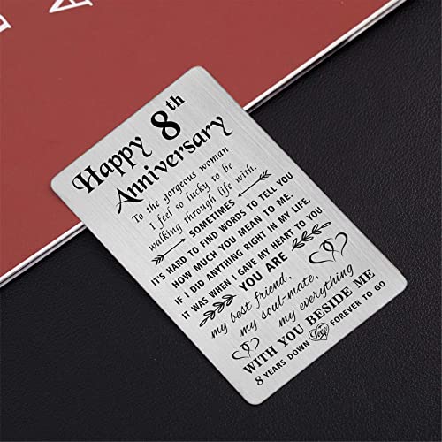 Tanwih8thanniversarycardforwife8yearsdownforevertogo8yearweddinganniversarycardgiftsforherwomenengravedmetalwalletcard Urban Country Home Decor Tanwih 8th anniversary card for wife 8 years down forever to go 8 year wedding anniversary card gifts for her women engraved metal wallet card urban country home decor