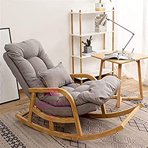 Image of CRAFTCITY Sheesham Wood Elegant Rocking Chair with Pillow and Matching Foot Stool /Living Room Chair /Rose Wood Rocking Chair /Single Seater Sofa with Footrest,Pre-Assembled (Grey 4)