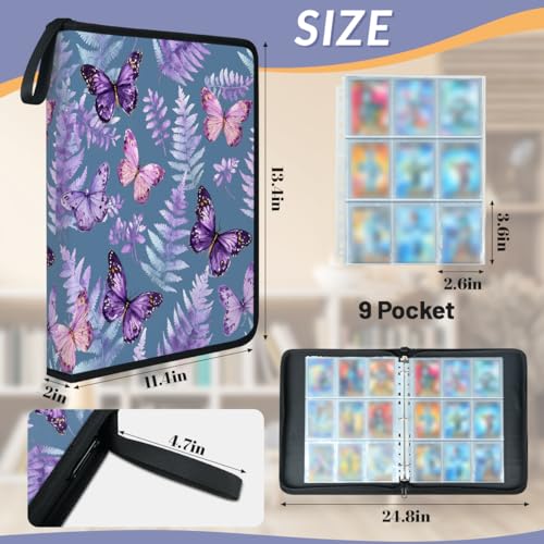 Classeur à cartes avec 9 pochettes 900 cases violet fermeture éclair