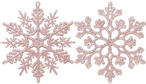 Sea Team Plastic Christmas Glitter Snowflake Ornaments Christmas Tree Decorations, 4-inch, Set of 36, Gold