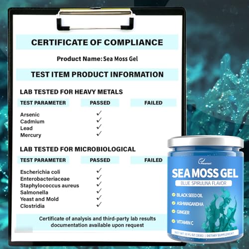 Sea Moss Gel Blue Spirulina Irish Seamoss Gel wtith Black Seed Oil, Ashwagandha, Ginger and Vitamin C, Vegan Superfood Vitamins Mineral Support, Made in USA, Gluten Free, Non-GMO - Image 5