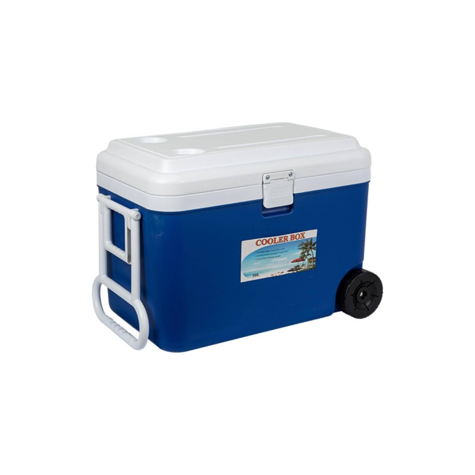 rockible Refrigeratore Portatile Carrello Frigo Scatola Termica Contenitore a Ruote Maniglia Laterale Chiusura Frontale Adatto per Campeggio Feste Picnic Viaggio