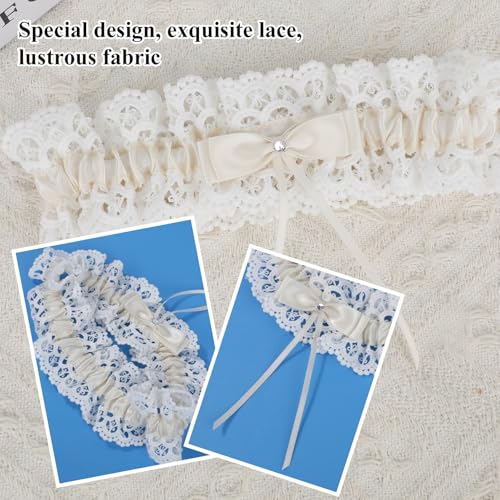 Lace Bridal Garter, Elegant Stretchable Bow Bride Wedding Garter Wedding Accessories for Women Girls Bridal Shower Parties4