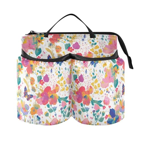 Airport Cup Holder Unique Spring Flowers Butterflies Bag Drink Holder Travel Accessories Gift Flight Attendants Businessmen Travelers