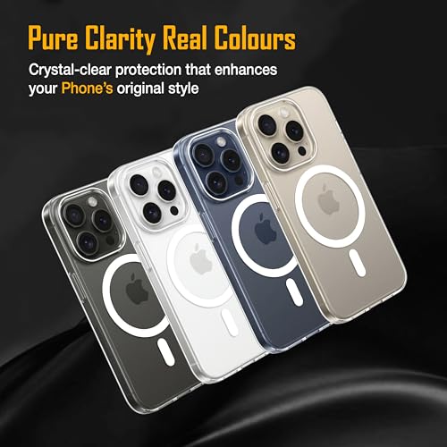 Image of Zapcase Back Case for iPhone 15 Pro | Slim Lifetime Anti-Yellow Crystal-Clear Cover with Elevated Camera Protection & MagSafe Compatibility | Premium German Polycarbonate | Shockproof | Clear