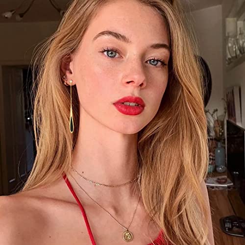 Waterdrop Gold Dangle Earrings for Women Trendy,Hypoallergenic Long Chain Drop Earrings for Women Dangling Fashion Jewelry Earring for Gift3