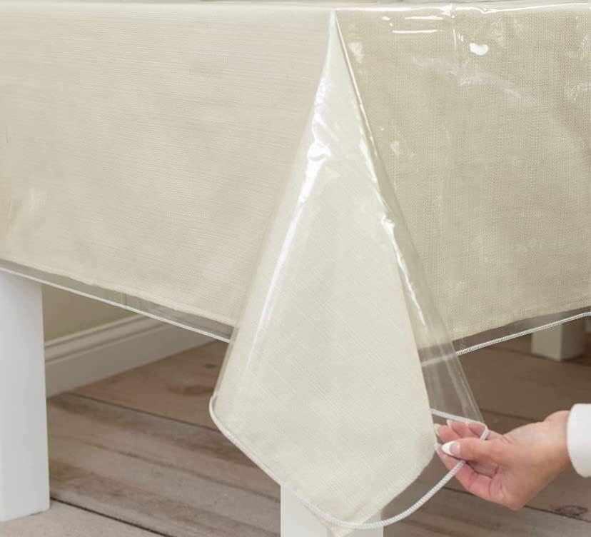 Miniatura 4 de Home Expressions - Protector de mesa de plástico transparente 100% impermeable, 52 x 70 pulgadas, protector de mantel de vinilo de PVC, a prueba de