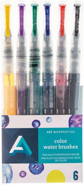Art Alternatives Waterbrush 6-Piece Set, 6-Empty, Clear