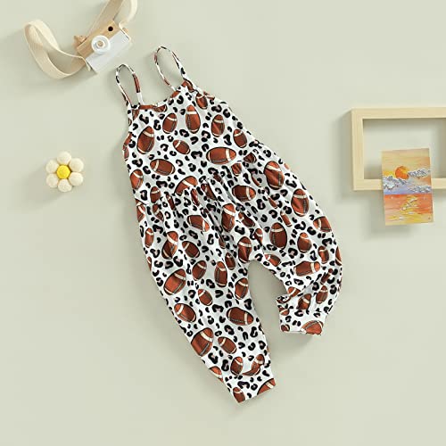 Toddler Baby Girl Football Outfit Game Day Romper Spaghetti Strap Suspender Jumpsuit Overalls Fall2