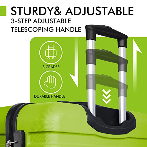 Image of AnyZip Luggage PC ABS Hardside Lightweight Suitcase with 4 Universal Wheels TSA Lock 20 24 28 Inch, Apple Green, 24 inch Checked-Medium