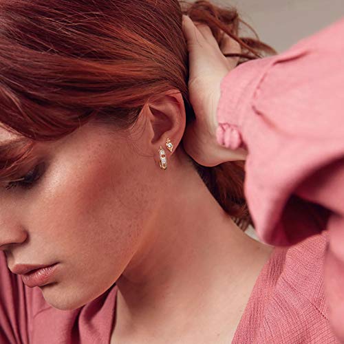 MEVECCO Gold Spike Hoop Earrings for Women 18K Gold Plated Hoop Earrings Handmade Tiny Minimalism Cubic Zircon Hoop Hypoallergenic Earrings for Everyday Jewelry3