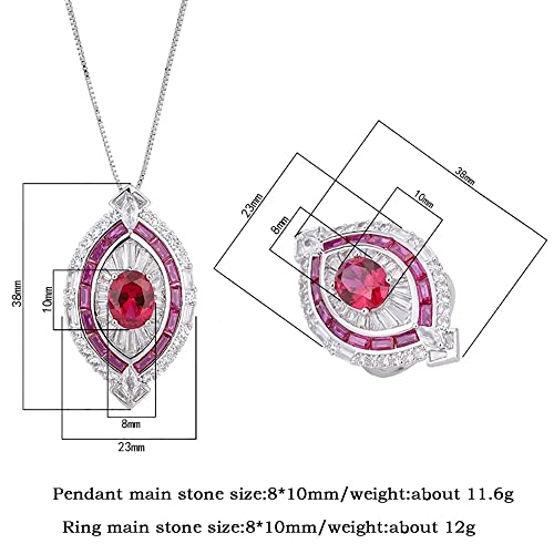 Bagues et Collier Rubis 8x10mm anti-ternissement pour Mariage