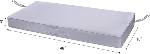 Miniatura 4 de Cojín de banco para exteriores, 48 x 18 pulgadas, impermeable, para columpios, muebles de jardín, patio, con asa y correas antideslizantes para