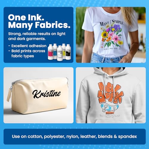 Image of DTF Ink White 33.8 fl oz (1000ml) | High Opacity Clog-Free Formula | Compatible with ET8550 L1800 XP600 I3200 4720 XP15000 & All Printheads | Reliable Color Accuracy & Smooth Flow