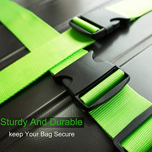 2 PCS Luggage Strap 78" x 2" Suitcase Belts Wide Adjustable Packing Straps Travel Accessories, Green - Image 3