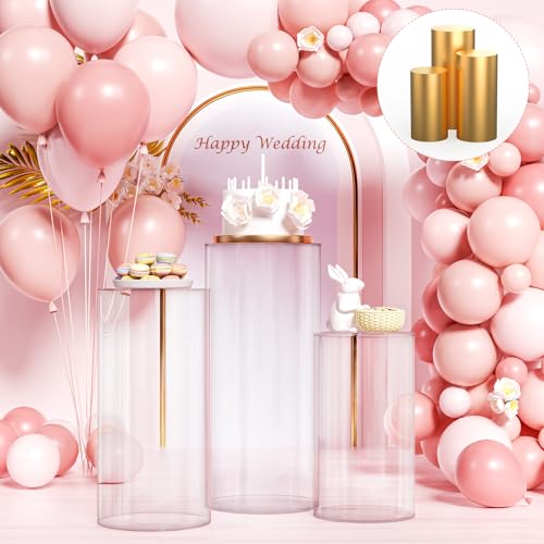 Topdirect Cilindros Para Fiestas Redondos, Soporte Cilíndrico Para Fiesta Con Cubiertas Dorades, Cilindros De Pvc Transparentes Para Boda, Baby Shower, Cumpleaños, Fiesta 3 Piezas Topdirect Cilindros Para Fiestas Redondos, Soporte Cilíndrico Para Fiesta Con Cubiertas Dorades, Cilindros De Pvc Transparentes Para Boda, Baby Shower, Cumpleaños, Fiesta 3 Piezas