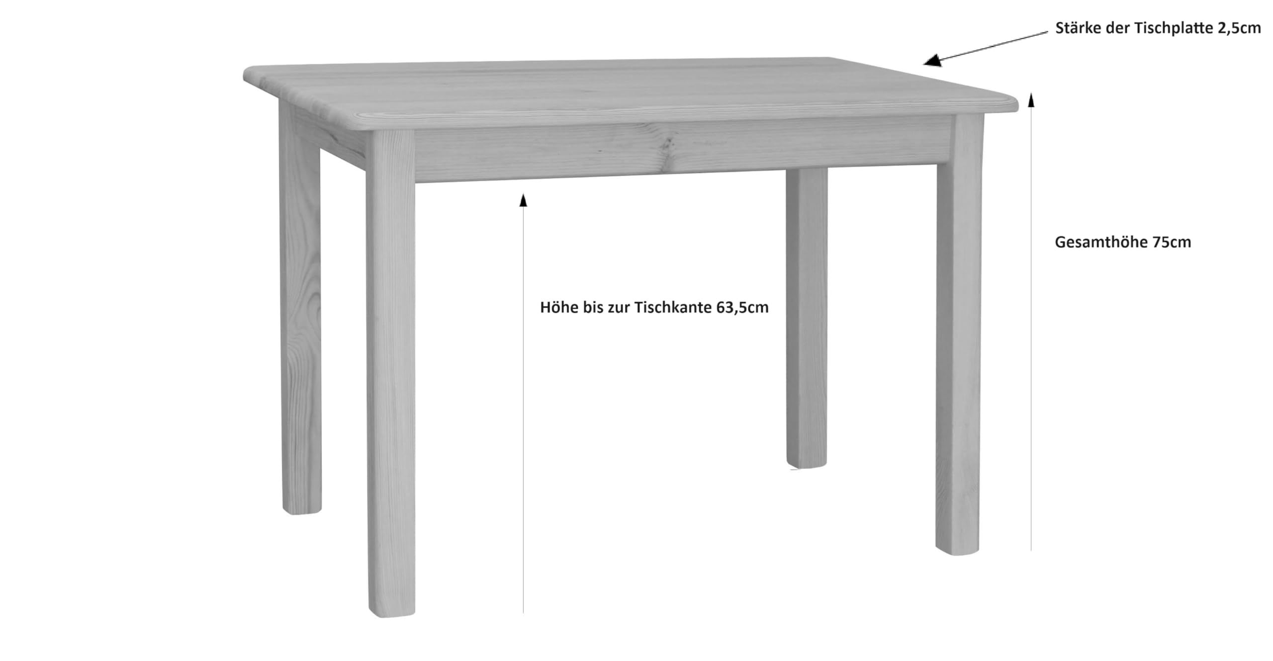 k koma - Mesa de pino macizo con aspecto de roble (120 x 70 cm), diseño clásico en color roble