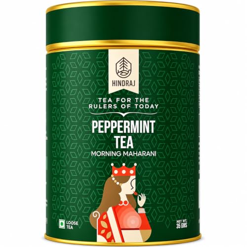 Image of Hindra Peppermint Herbal Loose Tea 35 g Organic, Digestive Aid, No Added Sugar, Stress Relieving & Rejuvenating Refreshing & Rejuvenating, Metabolism Support
