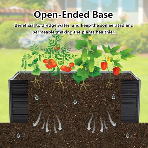 Thanaddo Galvanized Raised Garden Bed 6x3x2ft Outdoor Planter Box Galvanized Steel Garden Bed Kit for Vegetables, Flowers, Herbs and Succulents Black — view 3