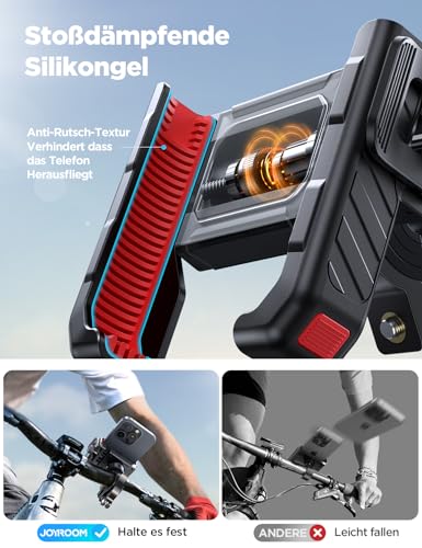 JOYROOM Handyhalterung Fahrrad【Anti Shake Stoßdämpfender】 Motorrad Handyhalterung 【1S Schnellspanner】 Universal Handyhalter für… – Ansicht 2