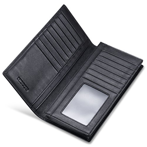 HISCOW Bifold Long Wallet with 15 Credit Card Slots - Italian Calfskin (Black)3