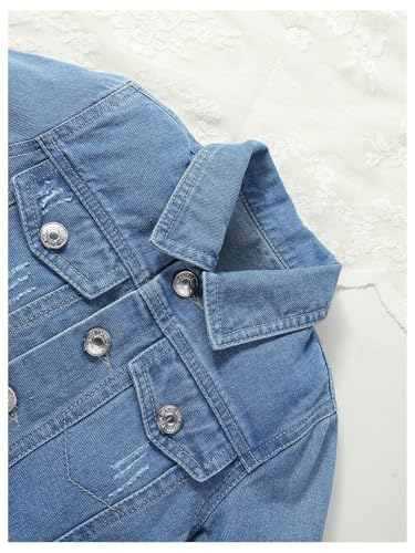 Girl's Cute Floral Butterfly Embroidery Denim Jacket Long Sleeve Button Down Collared Jeans Jackets Outerwear4